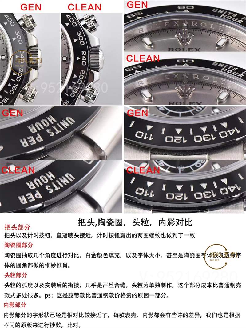 c厂(clean厂)劳力士灰色熊猫迪复刻表对比正品怎么样-复刻表
