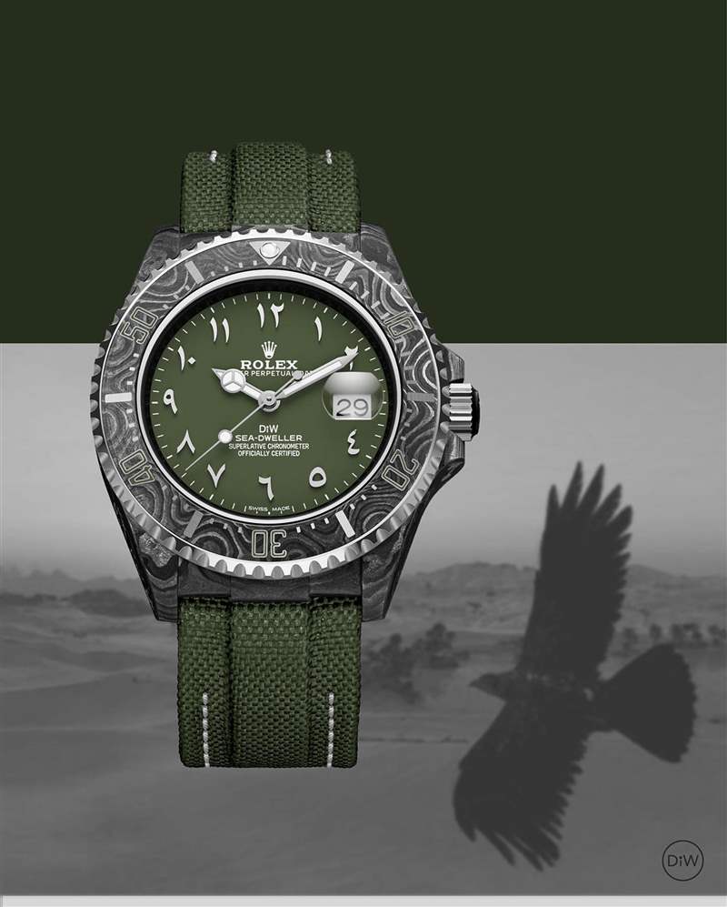 ：Rolex Sea-Dweller改裝錶升值4倍　軍綠中東面盤、碳纖錶殼超粗獷 （Source：Designa Individual）