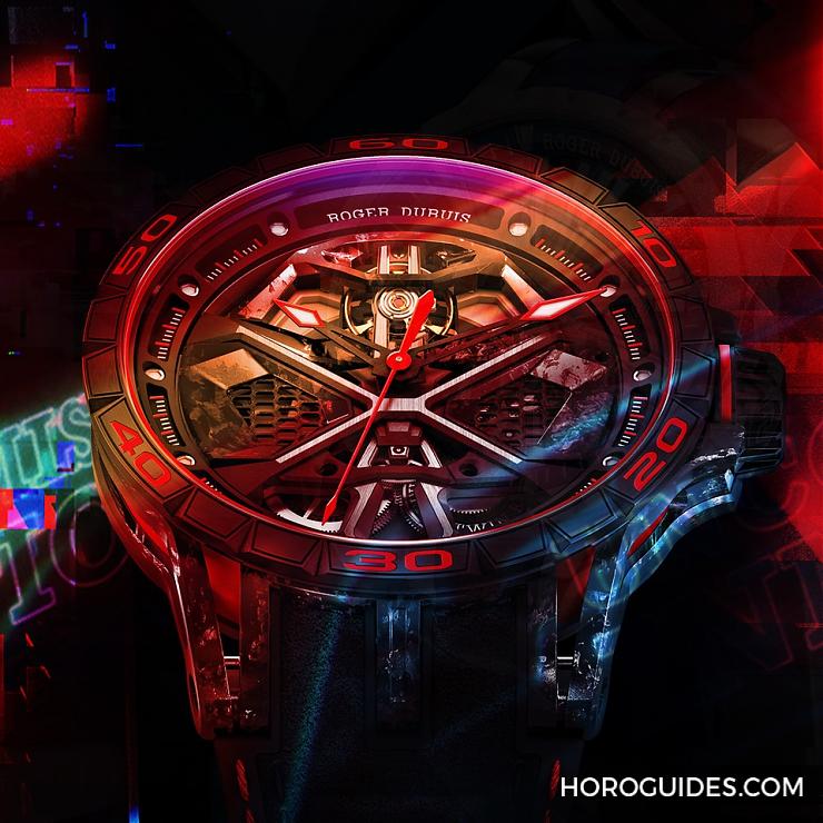 ROGER DUBUIS - 致虛擬車賽The Real Race！ 羅杰杜彼Excalibur Huracán Performante鏤空自動上鏈腕表