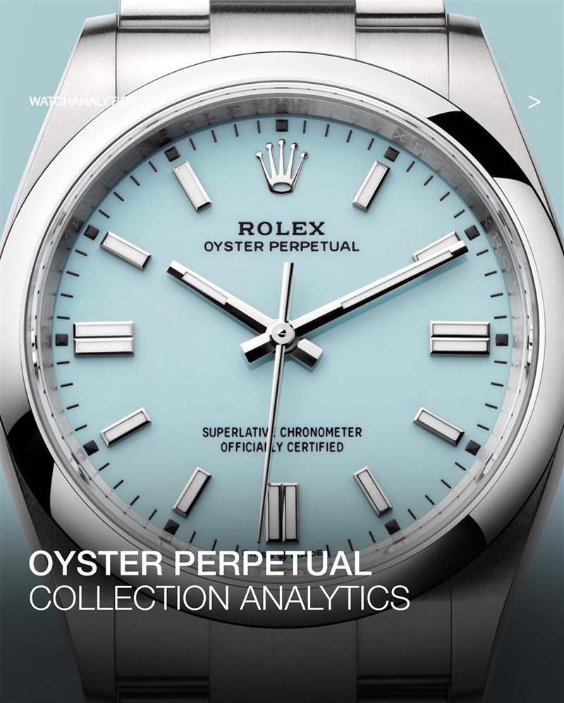 Rolex 41mm Oyster Perpetual绿松石面2022年后价格升破3万欧元。 （IG@watchanalytics）