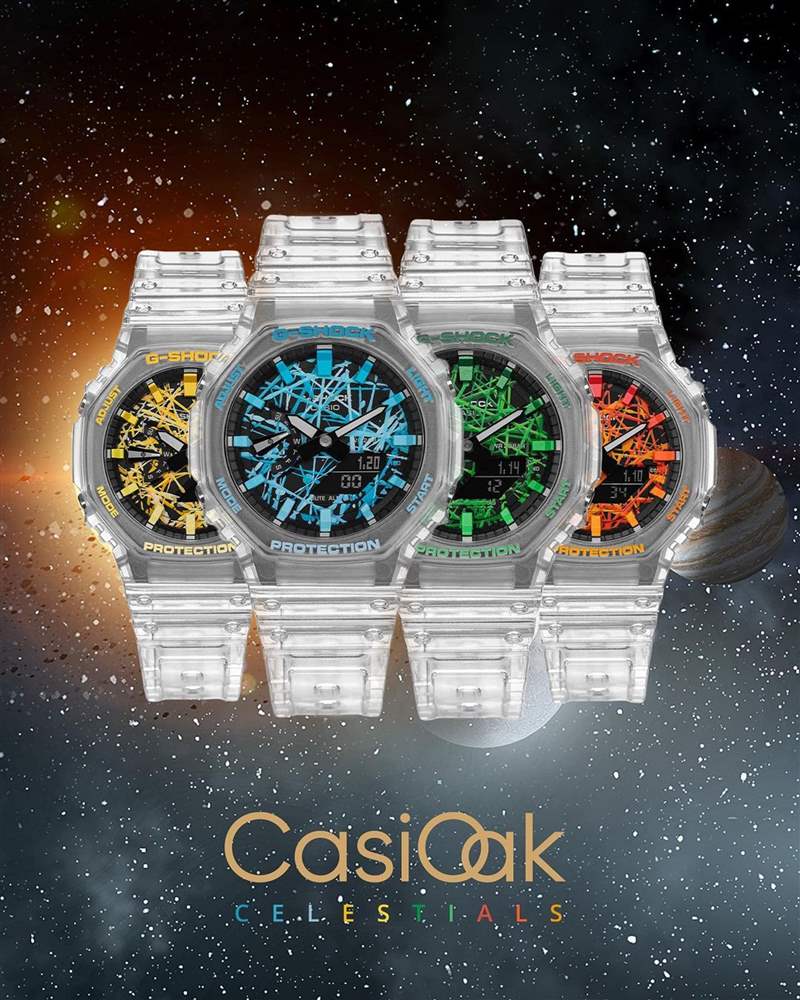 IFL Watches與The Dial Artist嶄新開發(fā)CasiOak Celestial系列，將天體主題帶入農(nóng)家橡樹手表，并用抽象手繪結(jié)合彩色詮釋不同行星。 （Source：iflwatches）
