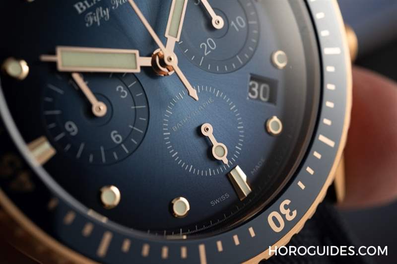 BLANCPAIN - 18K红金蓝面、23级钛灰面，Blancpain五十噚深潜器飞返计时码表两款延伸新作