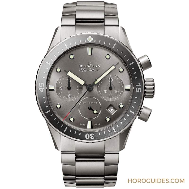 BLANCPAIN - 18K红金蓝面、23级钛灰面，Blancpain五十噚深潜器飞返计时码表两款延伸新作