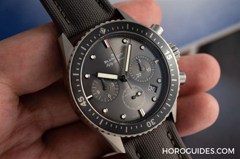 BLANCPAIN - 18K红金蓝面、23级钛灰面，Blancpain五十噚深潜器飞返计时码表两款延伸新作