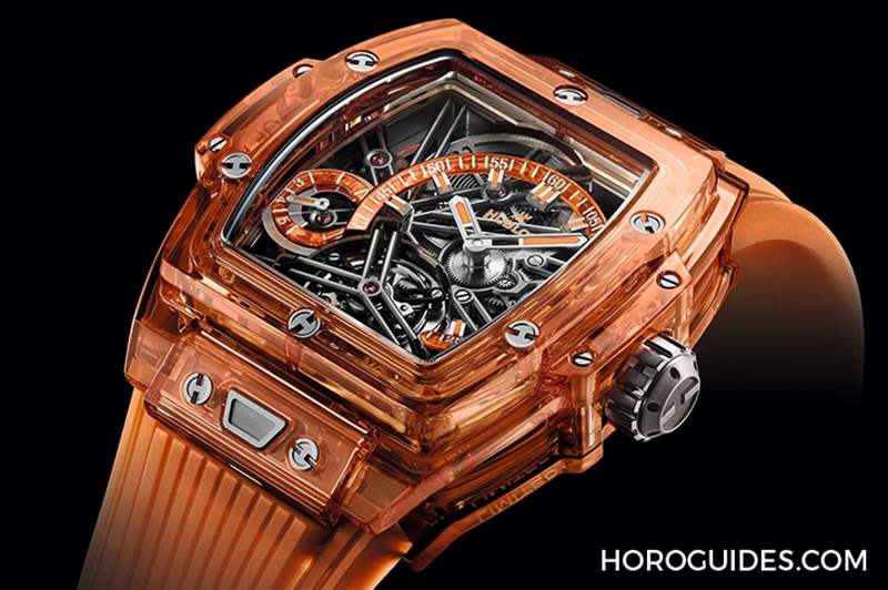 HUBLOT - 高透光冰橙色！ Hublot Spirit of Big Bang冰橙藍(lán)寶石陀飛輪五日鏈腕表