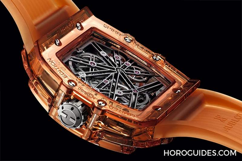 HUBLOT - 高透光冰橙色！ Hublot Spirit of Big Bang冰橙藍(lán)寶石陀飛輪五日鏈腕表