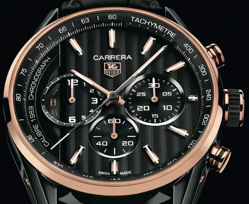 泰格豪雅(TAG Heuer)推出Carrera Calibre 1969黑色和金色限量版腕表-復(fù)刻表