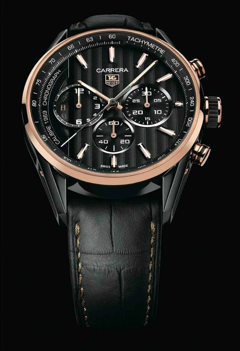 泰格豪雅(TAG Heuer)推出Carrera Calibre 1969黑色和金色限量版腕表-復(fù)刻表
