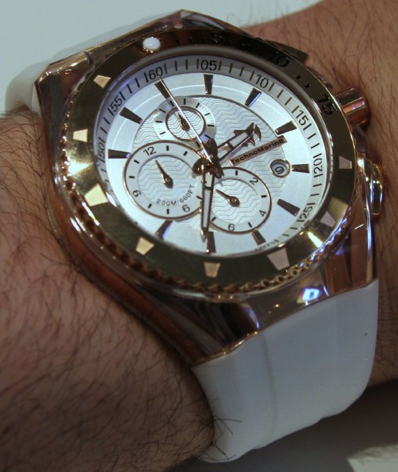 TechnoMarine Chrono white 泰諾船舶重返市場(chǎng)四分之一橙圈腕表-復(fù)刻表