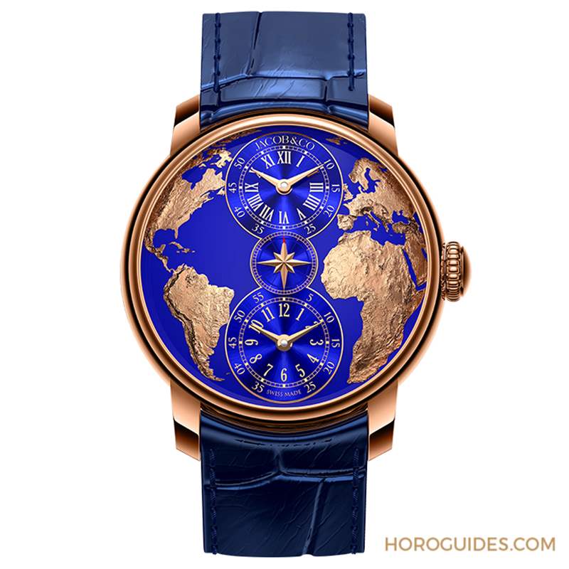 JACOB & CO. - 用最美的克莱因蓝，圆一个志向高远的梦：Jacobs & Co. The World is Yours两地时间腕表