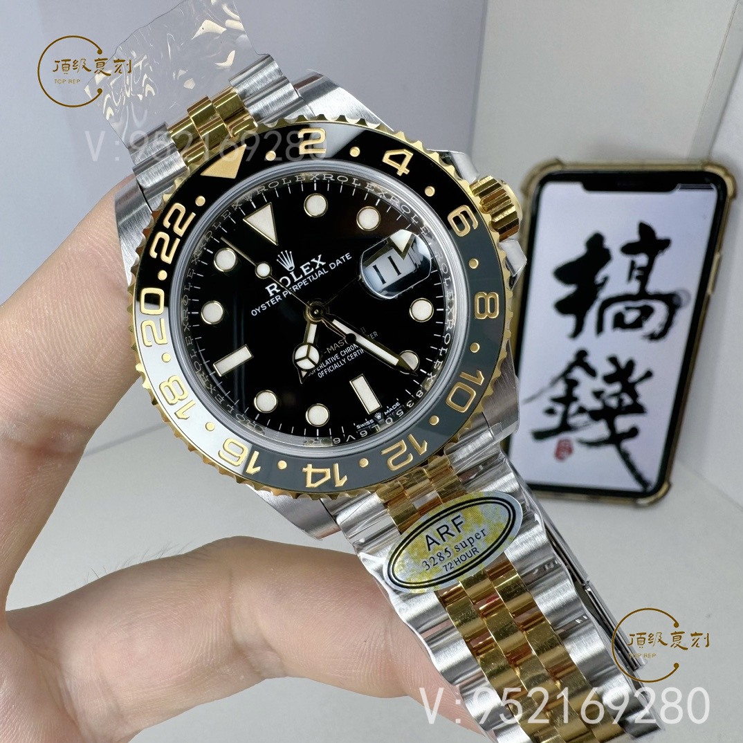 ARF厂新品劳力士配重版格林尼治间金皮蛋圈126713重量多少-复刻表