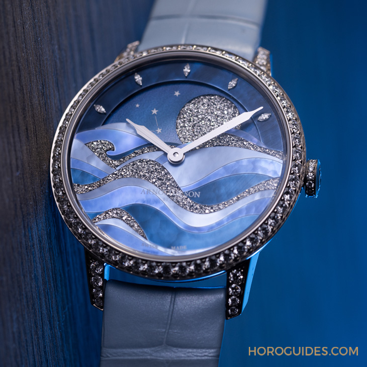 ARNOLD & Son - Arnold & Son招牌超大月相窗以钌晶体形塑又美又魔幻的夜色美学|恒久月相38午夜潮汐腕表