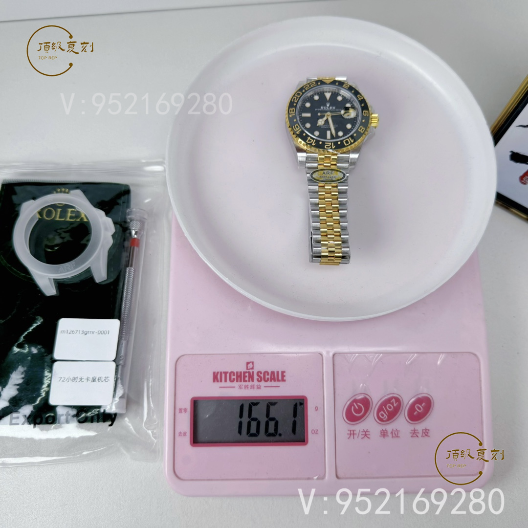 ARF厂新品劳力士配重版格林尼治间金皮蛋圈126713重量多少-复刻表
