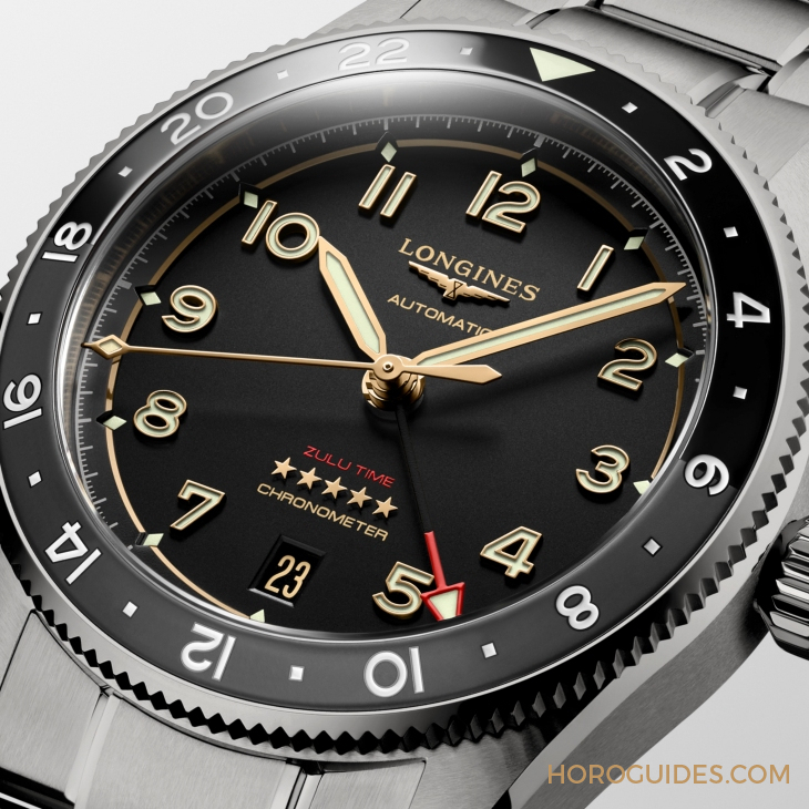 LONGINES - SPIRIT - L3.802.1.53.6 - LONGINES Spirit再掀热潮！ Spirit Zulu Time钛金属腕表与计时秒表间金新色登场