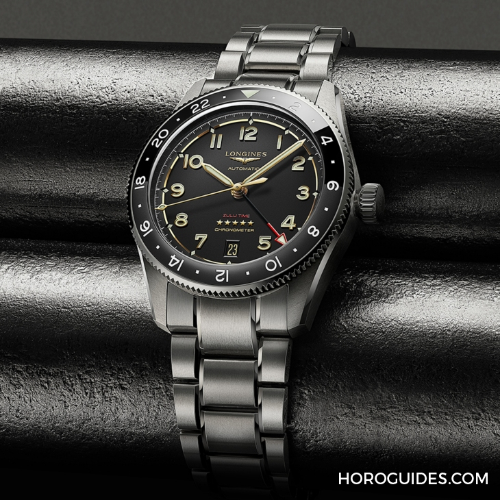 LONGINES - SPIRIT - L3.802.1.53.6 - LONGINES Spirit再掀热潮！ Spirit Zulu Time钛金属腕表与计时秒表间金新色登场